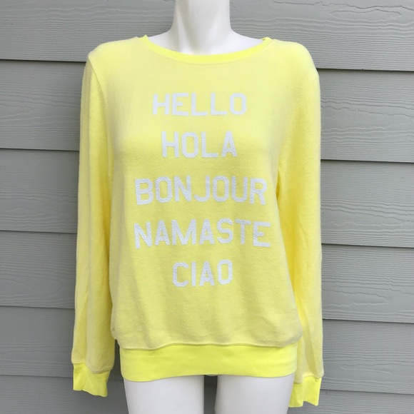 Wildfox Tops - NWT: Wildfox Yellow Say ‘Hello’ ‘Hola’ Sweatshirt